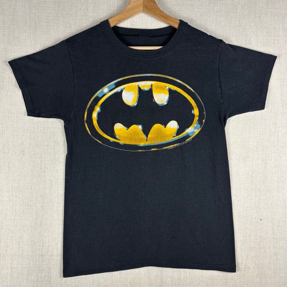 Vintage Batman Movie 1989 Chrome Bat Logo Small Promo Shirt